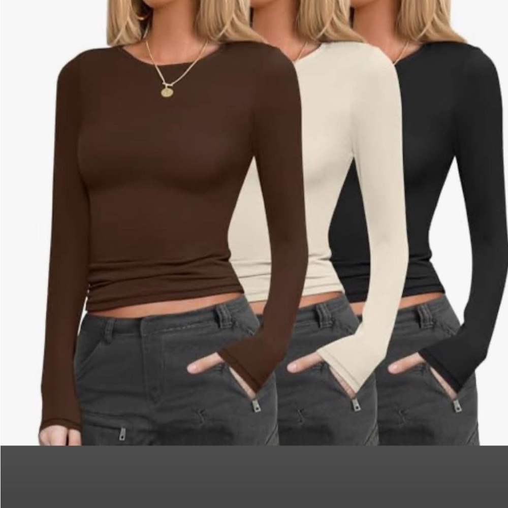 Women's Long Sleeve Top Set - Brown, Cream, Black